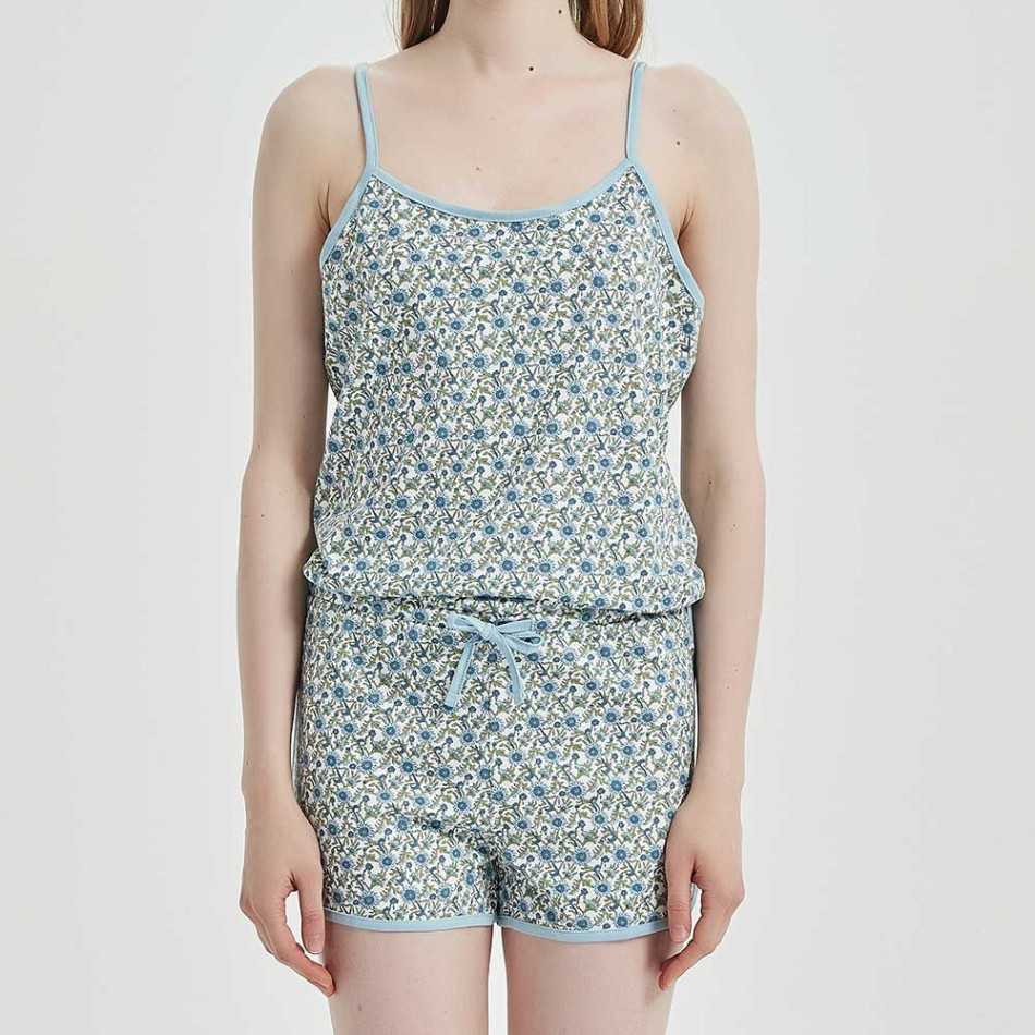 Macacão algodão Irene azul roupa-para-estar-por-casa