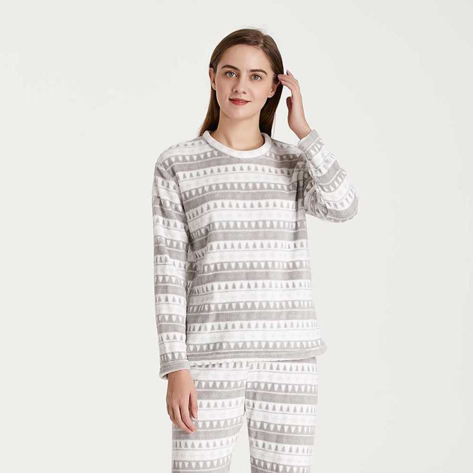 Pijama coral Paola cinza roupa-para-estar-por-casa