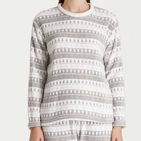 Pijama coral Paola cinza roupa-para-estar-por-casa