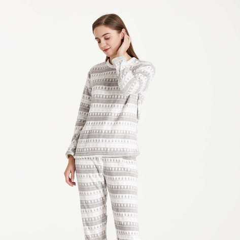 Pijama coral Paola cinza roupa-para-estar-por-casa