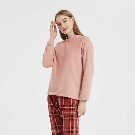Pijama coral Cuadro Sandra malva rosa roupa-para-estar-por-casa