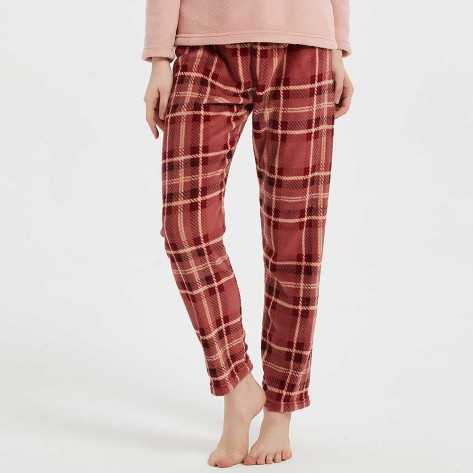 Pijama coral Cuadro Sandra malva rosa roupa-para-estar-por-casa