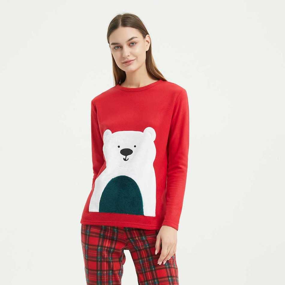 Pijama polar Cuadrin vermelho roupa-para-estar-por-casa