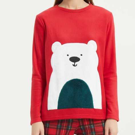 Pijama polar Cuadrin vermelho roupa-para-estar-por-casa