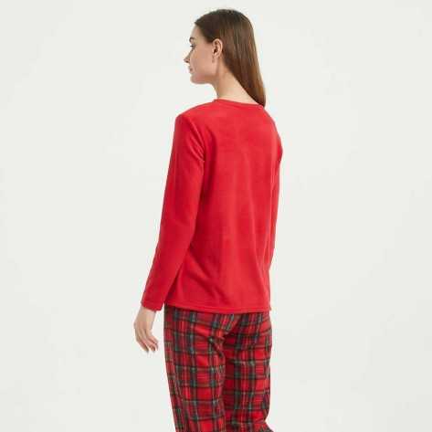 Pijama polar Cuadrin vermelho roupa-para-estar-por-casa