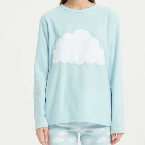 Pijama polar Nube azul celeste roupa-para-estar-por-casa