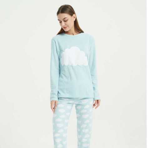 Pijama polar Nube azul celeste roupa-para-estar-por-casa
