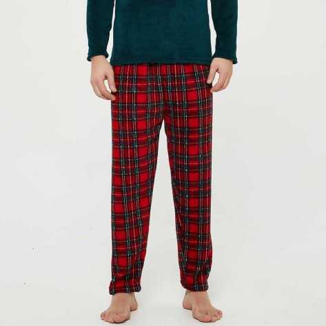 Pijama coral homem Cuadrin vermelho pijama-coralina