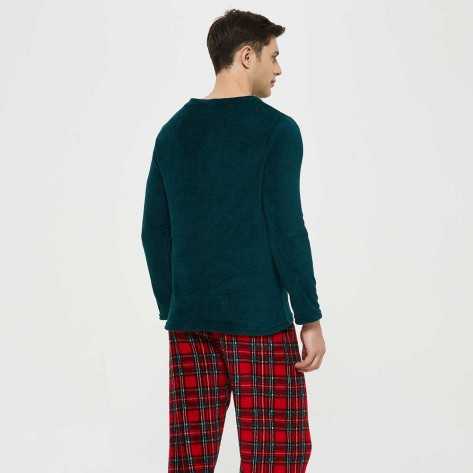 Pijama coral homem Cuadrin vermelho pijama-coralina