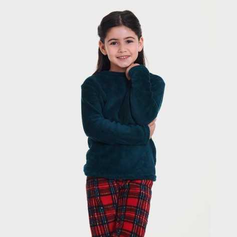 Pijama coral criança Cuadrín vermelho pijama-infantil