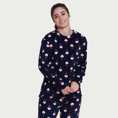 Pijama coral Santa Claus roupa-para-estar-por-casa