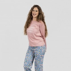 Pijama algodão Nadine rosa roupa-para-estar-por-casa