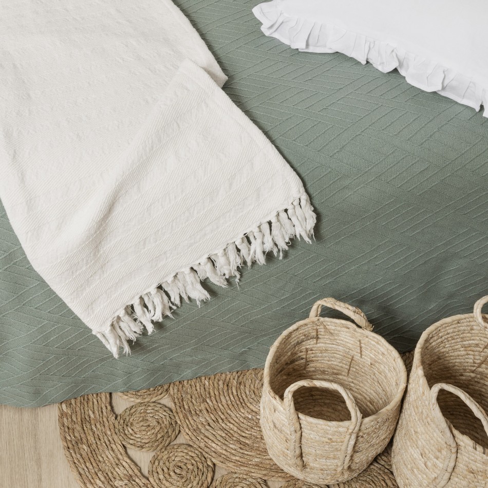 Plaid piquet algodão Irena natural plaids-e-mantas-multiusos