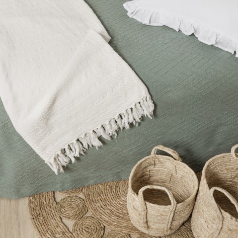 Plaid piquet algodão Irena natural plaids-e-mantas-multiusos