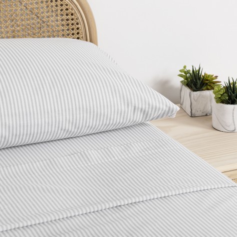 Jogo de lençóis Lista kodac cinza cama-90