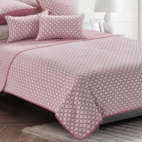 Colcha fina jacquard chenilla Elsa lilásrosa/branco cama-90