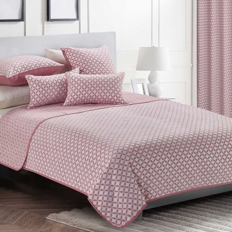 Colcha fina jacquard chenilla Elsa lilásrosa/branco cama-90