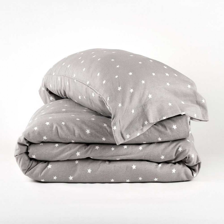 Capa de edredão flanela Estrella cinza cama-90