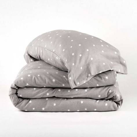 Capa de edredão flanela Estrella cinza cama-90