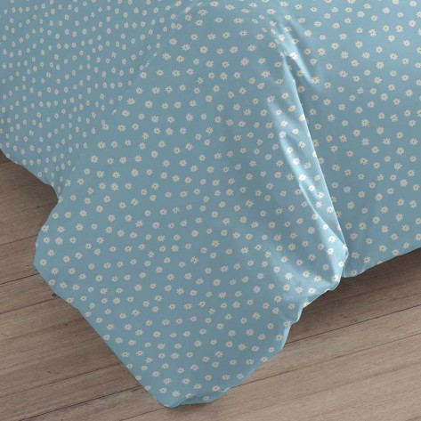 Capa De Edredão Algodão Margarita Azul Celeste cama-90