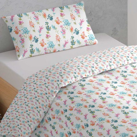 Capa De Edredão Algodão Lirios Azul cama-90