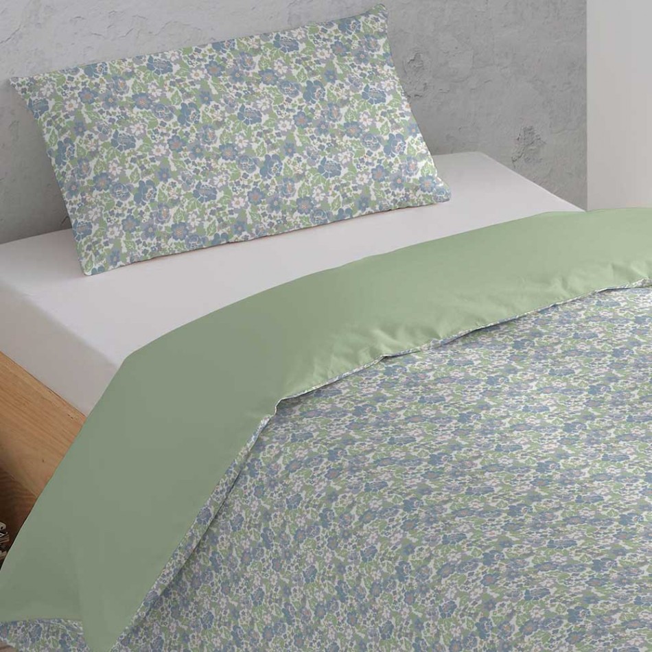 Capa de edredão algodão Nadia verde cama-90
