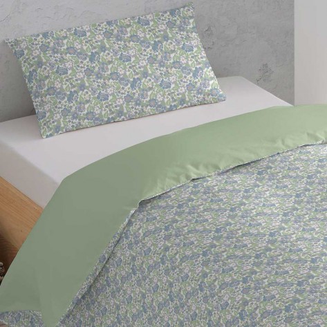 Capa de edredão algodão Nadia verde cama-90