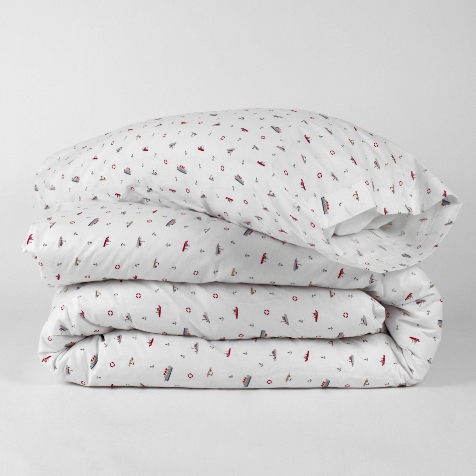 Capa De Edredão Algodão Little Ships cama-90