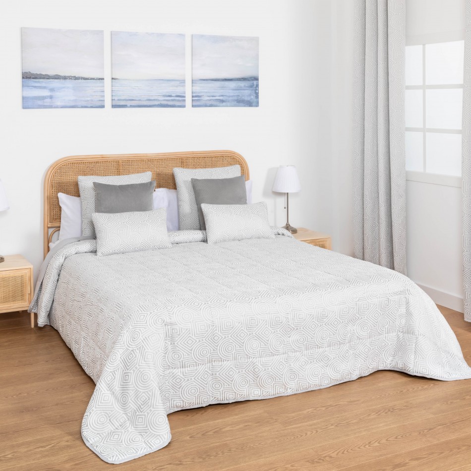 Colcha jacquard chenilla Boston cinza - 120gr cama-90