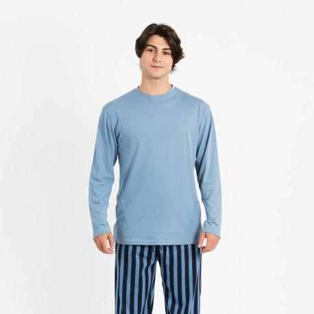 Pijama homem algodão Luismi azul indigo roupa-para-estar-por-casa