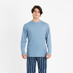 Pijama homem algodão Luismi azul indigo roupa-para-estar-por-casa