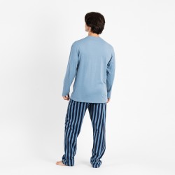 Pijama homem algodão Luismi azul indigo roupa-para-estar-por-casa