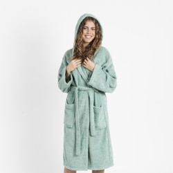 Roupão de banho com capuz verde tiffany 450gr Unisex roupoes-de-banho