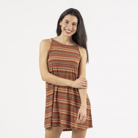 Vestido curto de alças em crepe Emily cor telha vestidos-mujer