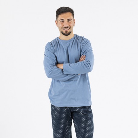 Pijama homem algodão Diamante azul indigo pijama-algodon