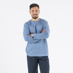 Pijama homem algodão Diamante azul indigo pijama-algodon