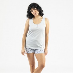 Pijama curto algodão Gaia azul indigo pijama-corto-algodon