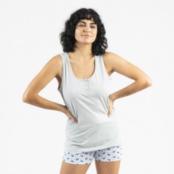 Pijama curto algodão Gaia azul indigo pijama-corto-algodon