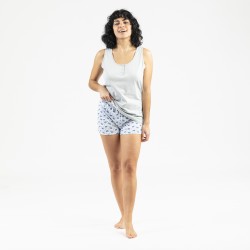 Pijama curto algodão Gaia azul indigo pijama-corto-algodon