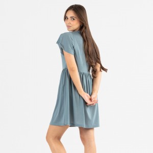 Vestido manga curta verde... 2