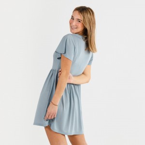 Vestido manga curta azul... 2