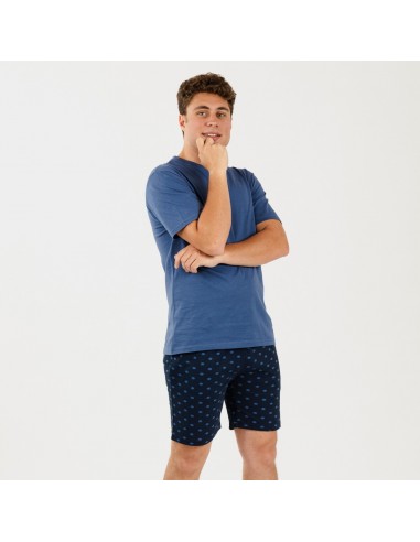 Pijama homem curto Alfredo azul indigo pijamas-curtos-homem