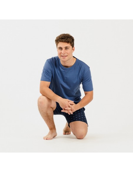 Pijama homem curto Alfredo azul indigo pijamas-curtos-homem