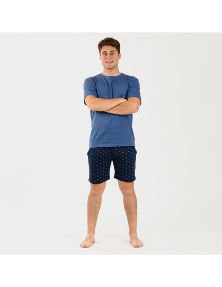 Pijama homem curto Alfredo azul indigo pijamas-curtos-homem