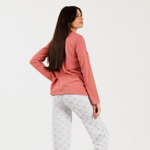 Pijama algodão Lorena marsala 2