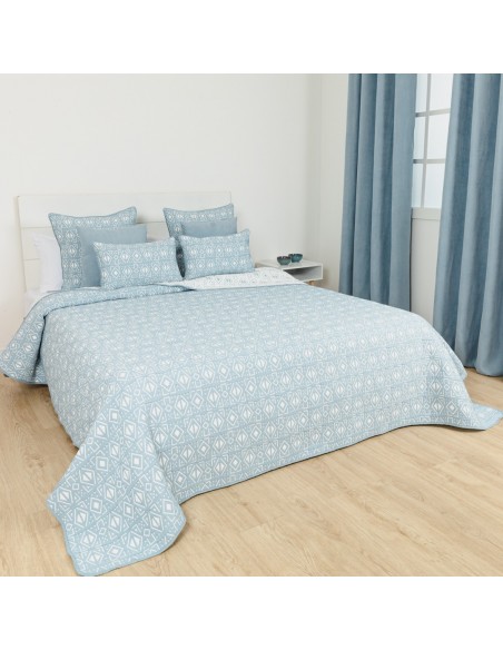 Colcha duplo tecido jacquard Tiber azul indigo colchas-jacquard