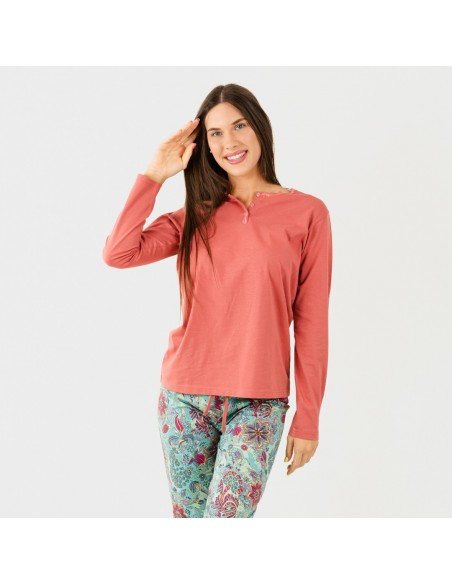 Pijama algodão Esventa marsala pijama-largo-algodon