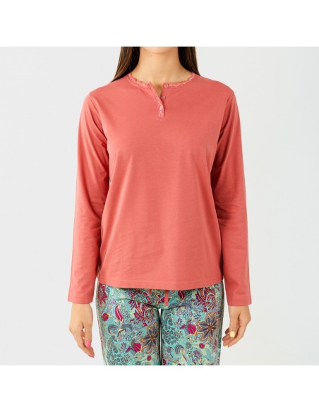 Pijama algodão Esventa marsala pijama-largo-algodon