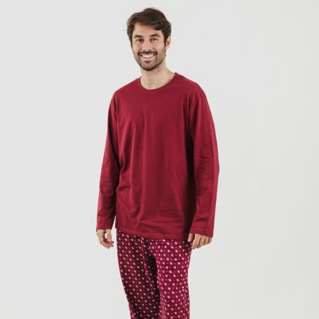 Pijama homem algodão Cachemir bordeaux roupa-para-estar-por-casa