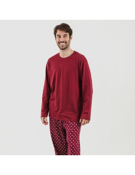 Pijama homem algodão Cachemir bordeaux roupa-para-estar-por-casa